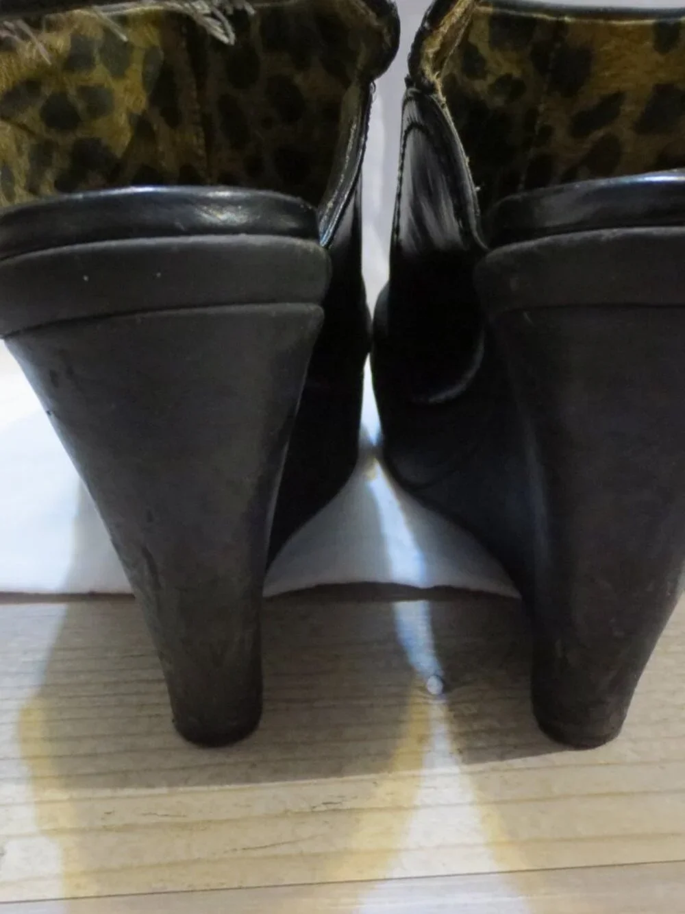 Nicole Miller Vintage Shoes Black Platform Sling Back Peep Toe Wedge Heel - 7.5